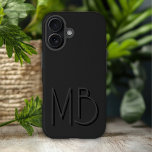 Modern Black Monogram Initials Contemporary iPhone 16 Plus Case<br><div class="desc">Modern Black Monogram Initials Contemporary Phone 16 Plus Cases features a your custom personalised monogram in modern script typography. Perfect for family and friends for birthdays,  Christmas,  holidays,  Mother's Day,  Father's Day and more. Designed by ©2024 Evco Holidays www.zazzle.com/store/evcoholidays</div>