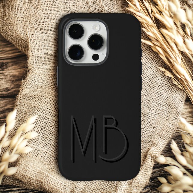 Modern Black Monogram Initials Contemporary iPhone Case (Creator Uploaded)