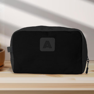 Modern Black Monogram Simple Minimalist mens  Dopp Kit