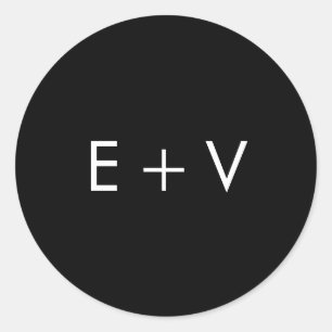 Modern Black Monogram Wedding Classic Round Sticker