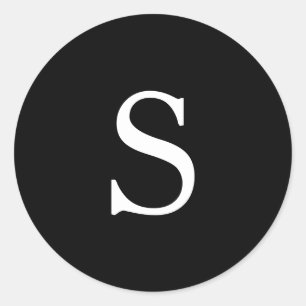 Modern Black Monogram Wedding Classic Round Sticker