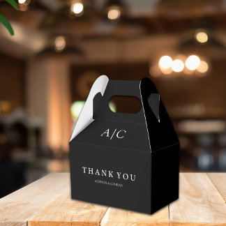 Modern Black Monogram Wedding Favour Boxes