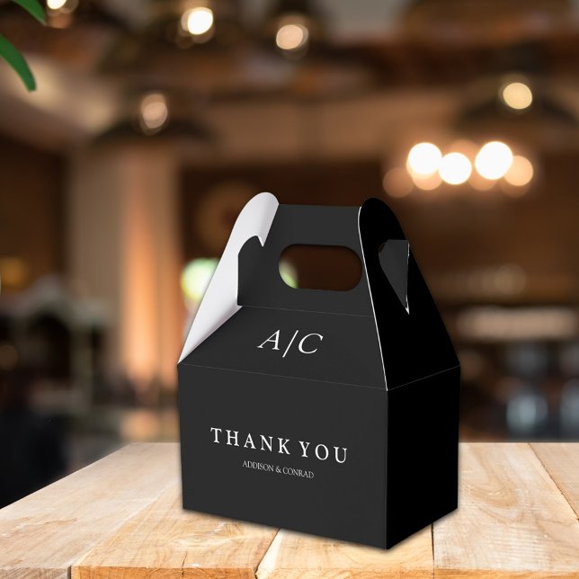 Modern Black Monogram Wedding Favour Boxes (Creator Uploaded)