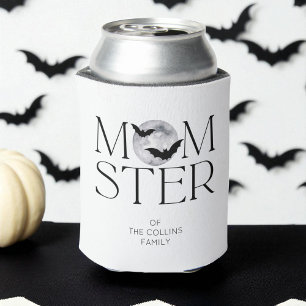 Modern Black Moon Bats Halloween Momster Mum Can Cooler