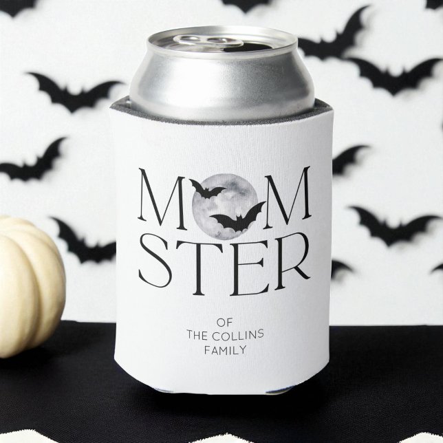 Modern Black Moon Bats Halloween Momster Mum Can Cooler (Modern Black Moon Bats Halloween Momster Mom Can Cooler)