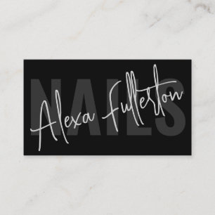 Modern Black Nail Tech Manicurist Signature Business Card