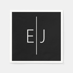 Modern Black Name Initials  Napkin