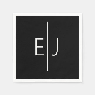 Modern Black Name Initials Napkin