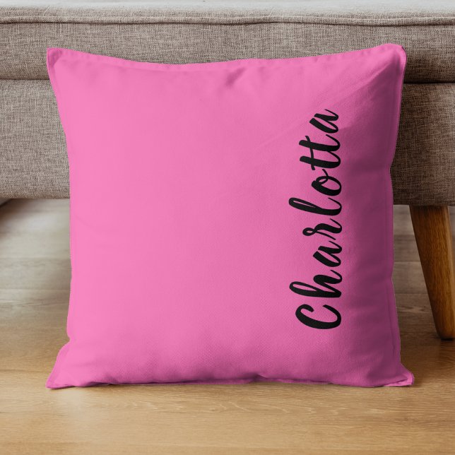 Modern Black Name | Neon Hot Pink Colour  Cushion (Creator Uploaded)