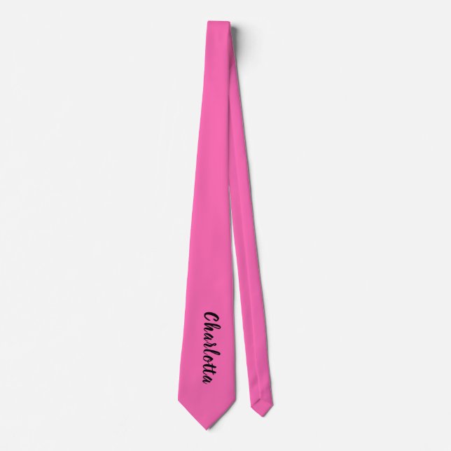 Modern Black Name | Neon Hot Pink Colour  Tie (Front)