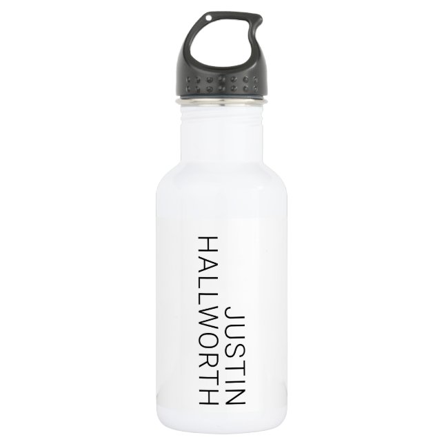 Modern Black Name on White 532 Ml Water Bottle (Front)