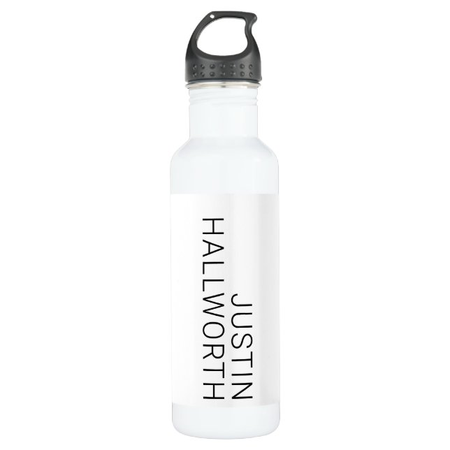 Modern Black Name on White 710 Ml Water Bottle (Front)