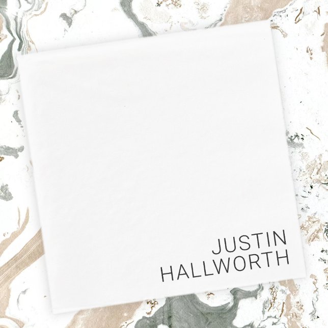 Modern Black Name on White Napkin (Creator Uploaded)