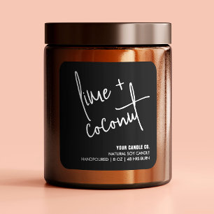 Modern Black Natural Candle / Soap Product Label