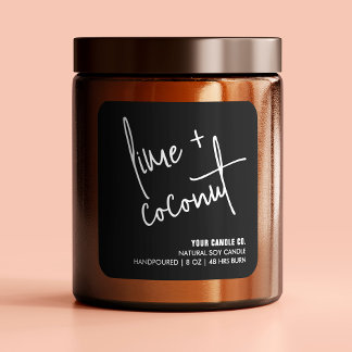 Modern Black Natural Candle / Soap Product Label