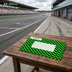 Modern Black Neon Green Chequered Return Address Envelope