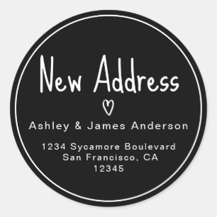 Modern Black New Address Return Address Sticker