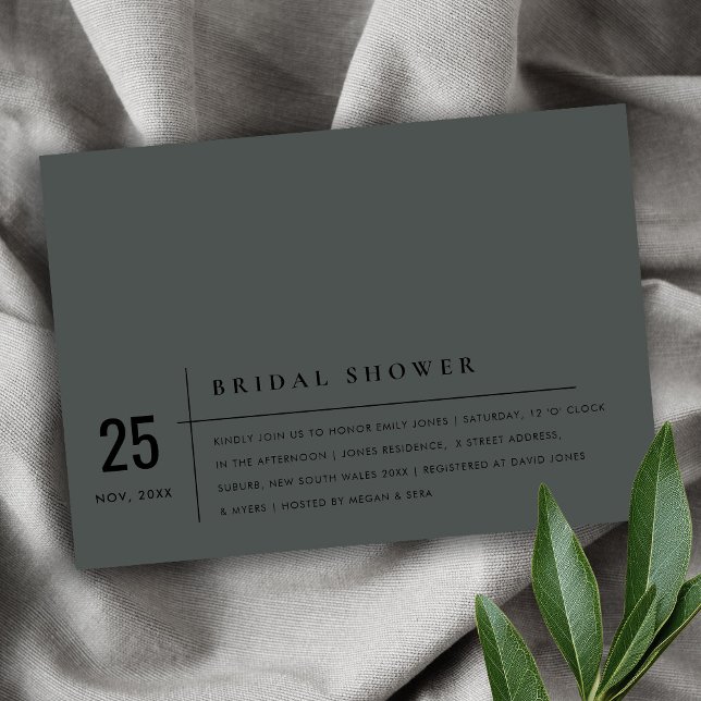 MODERN BLACK ON BLACK TYPOGRAPHY BRIDAL SHOWER INVITATION (Creator Uploaded)