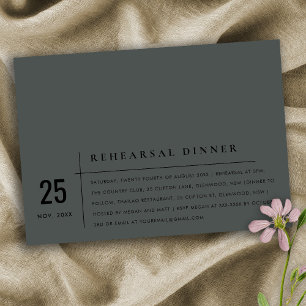 Modern Black on Black Typography Rehearsal Dinner Invitation
