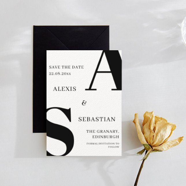 Modern Black on White Monochrome Save The Date (Creator Uploaded)