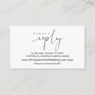 Modern Black, Online RSVP via Wedding website Enclosure Card