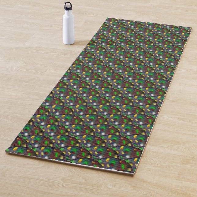 Modern Black Opal Jewel Pattern Yoga Mat (In Situ)