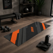 Modern Black Orange Geometric Name Sports
