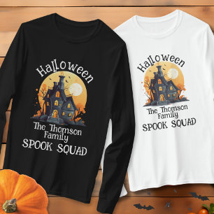 Modern Black Orange Haunted House Family T-Shirt