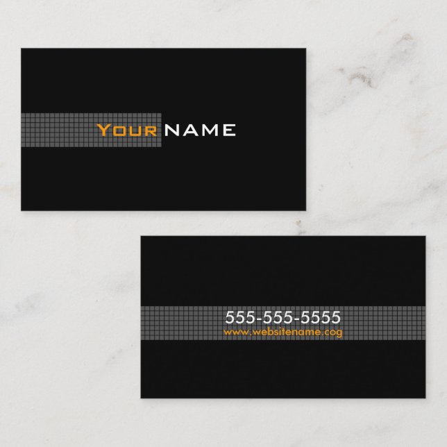 Modern Black Orange White Business Card (Front/Back)