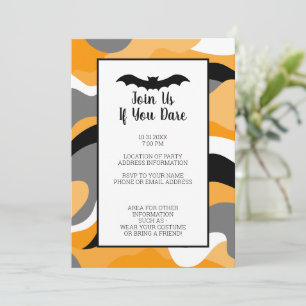 Modern Black, Orange White Halloween Party Invitation