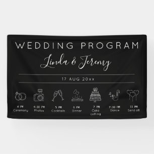 Modern Black Order of Events Wedding Template Banner