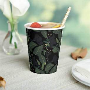 Modern black panther pattern paper cups
