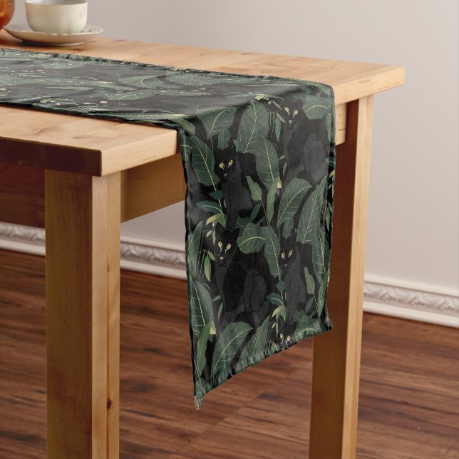 Modern black panther short table runner (In Situ)