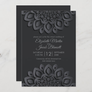Modern Black Papercut Mandala Virtual Wedding Invitation