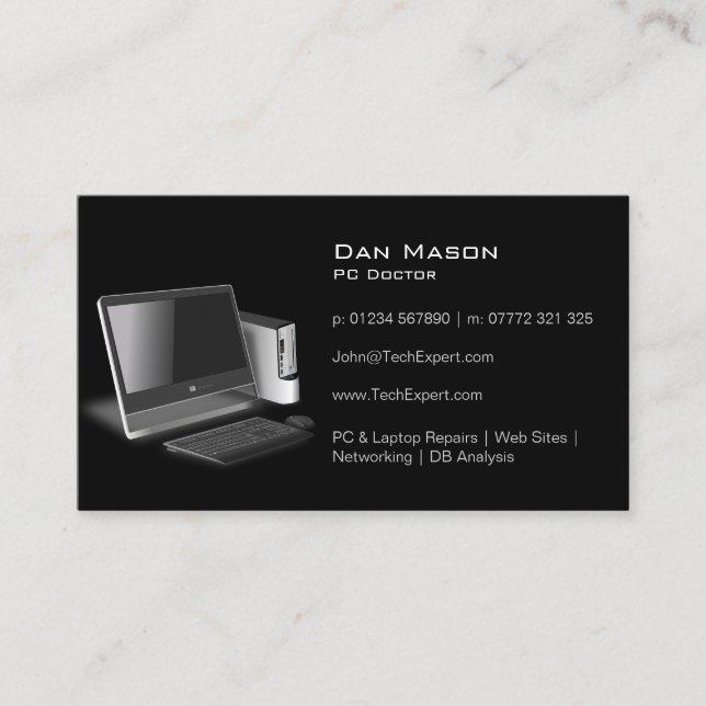Modern Black PC Technology - Business Card (Front)