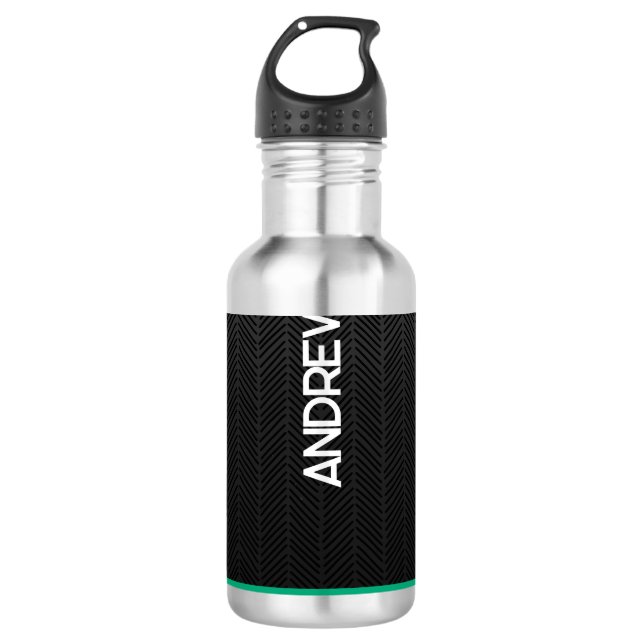 Modern Black Personalised  710 Ml Water Bottle (Front)