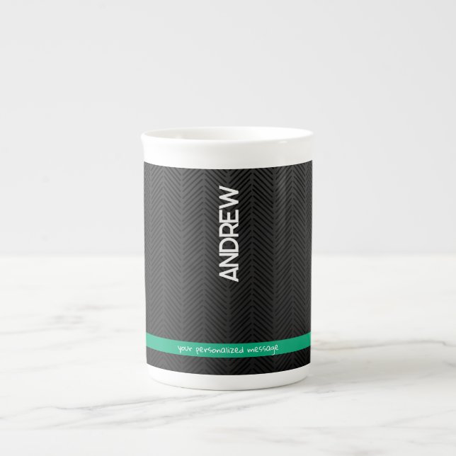 Modern Black Personalised  Bone China Mug (Front)