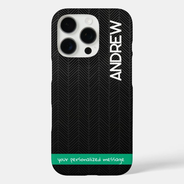 Modern Black Personalised iPhone Case With Message (Back)