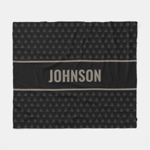 Modern Black Personalised Last Name Fleece Blanket