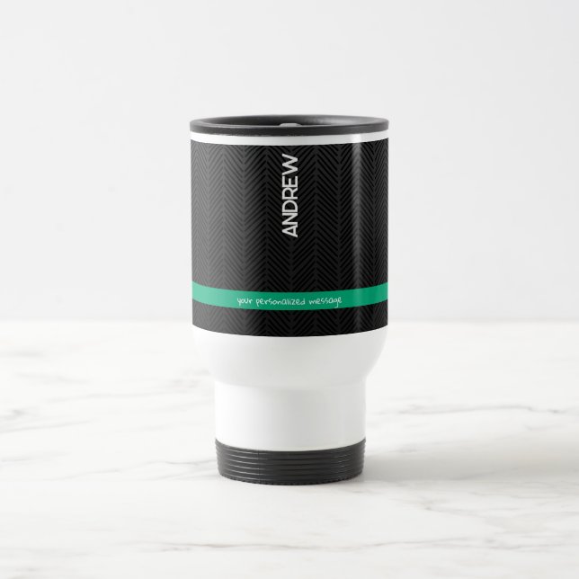 Modern Black Personalised  Travel Mug (Center)