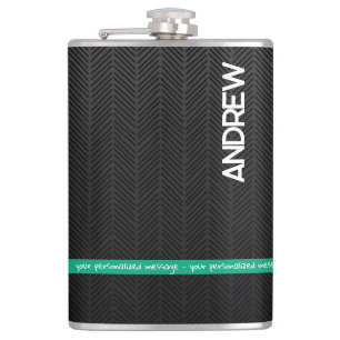 Modern Black Personalized  Hip Flask