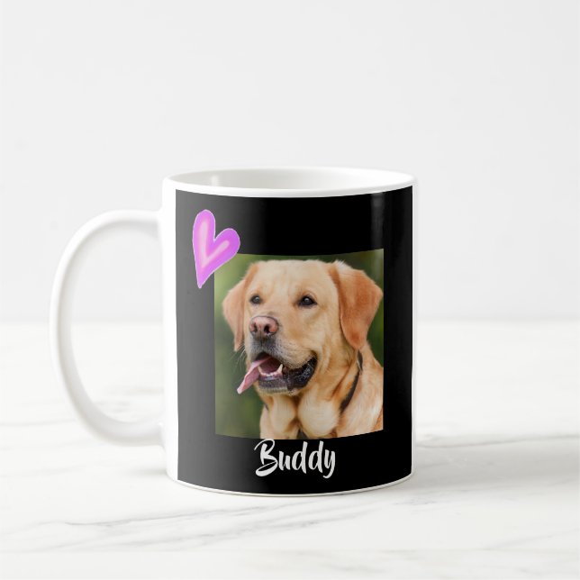 Modern Black Pet Photo Mug Customise Dog Cat (Left)