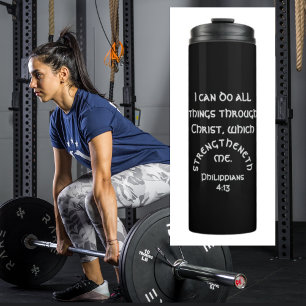 Modern Black Philippians 4:13 Bible Quote Thermal Tumbler