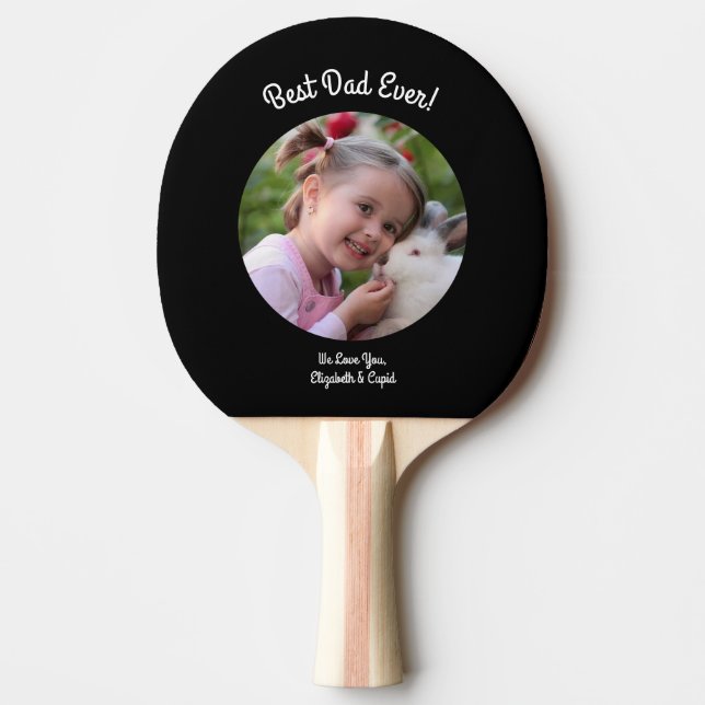 Modern Black Photo Best Dad Ever Ping Pong Paddle (Front)