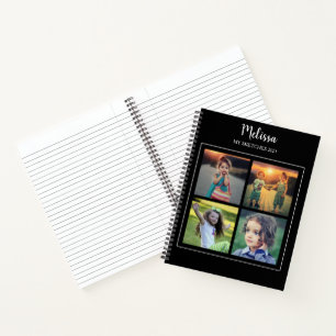 Modern black photo collage monogrammed sketchbook notebook