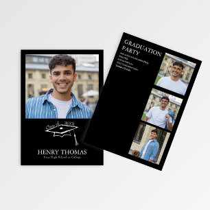 Modern Black Photo Graduation Party Announcement