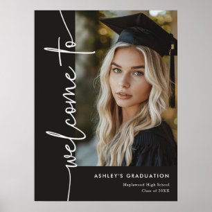 Modern Black Photo Graduation Welcome Sign