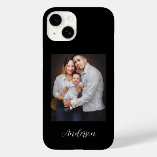 Modern Black Photo Initial Monogram Case-Mate iPhone 14 Case