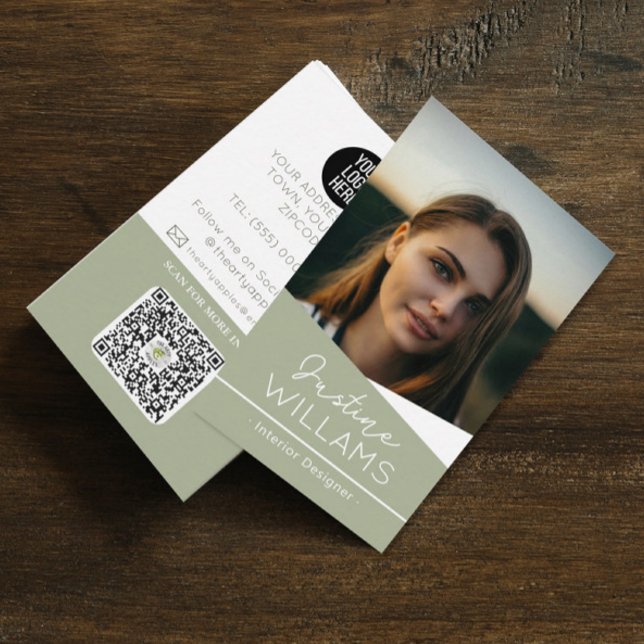 modern black Photo logo QR code professional Business Card (Creator Uploaded)