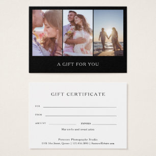 Modern Black Photo Photography Gift Certificate